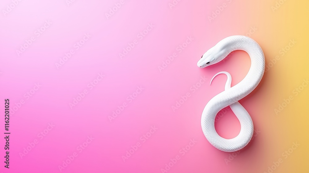 White Snake on Gradient Background in Soft Pastel Colors White Snake on Gradient Background in Soft Pastel Colors