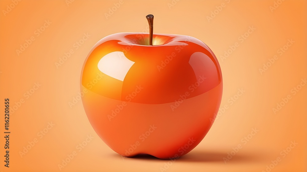 Obraz premium An orange color apple with a light orange background 