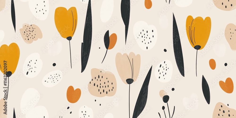 A light abstract background featuring floral patterns in white, yellow, and soft pastel colors, ideal for Women's Day celebrations A light abstract background featuring floral patterns in white, yellow, and soft pastel colors, ideal for Women's Day celebrations