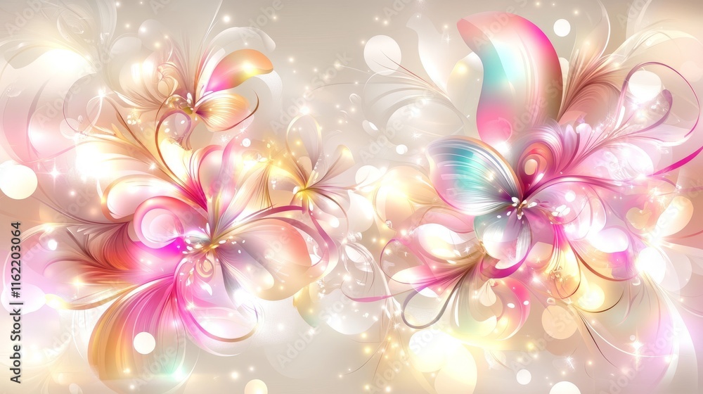 Fototapeta premium Sparkling Butterfly Floral Fantasy Art Design