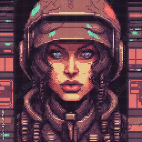 Astro-suit-clad woman with headphones, ready for space exploration.