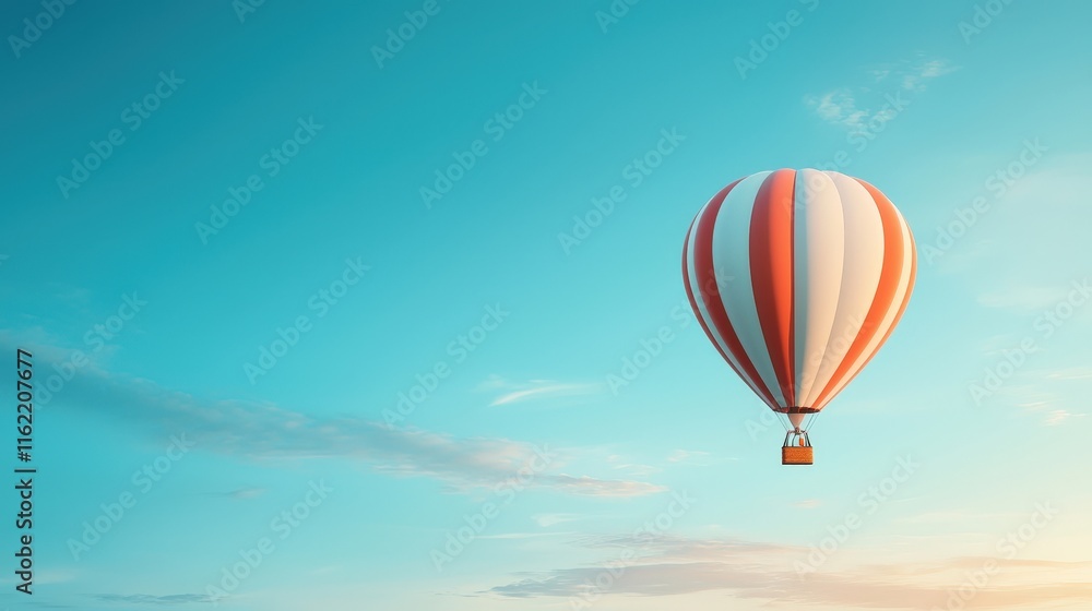 Fototapeta premium Colorful Hot Air Balloon in Clear Blue Sky