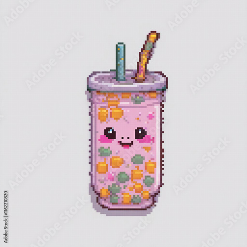 Cute pink tumbler with a straw, perfect for sipping your favorite drinks.