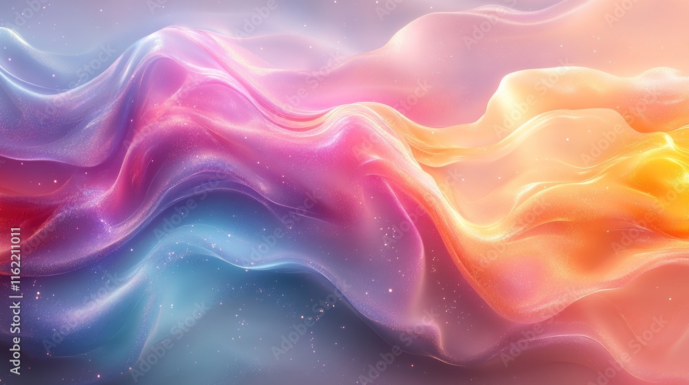 Soft Pastel Layered Background with Vibrant Swirls and Holographic Reflections for Invitations and Flyers Soft Pastel Layered Background with Vibrant Swirls and Holographic Reflections for Invitations and Flyers