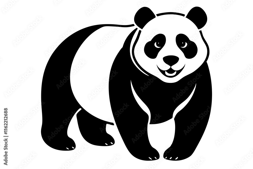 Panda black silhouette vector, Simple silhouette Design vector icon with white background. Panda black silhouette vector, Simple silhouette Design vector icon with white background.