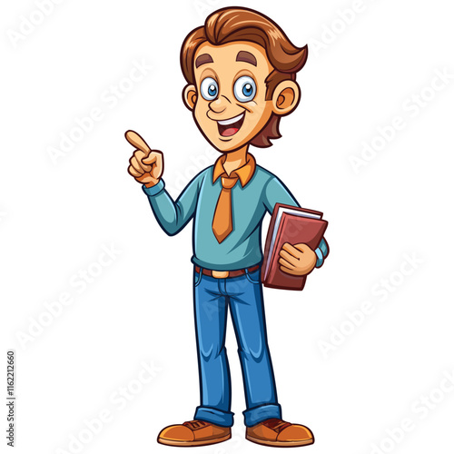"Male Teacher Cartoon Vector Illustration – Educator Character Design"