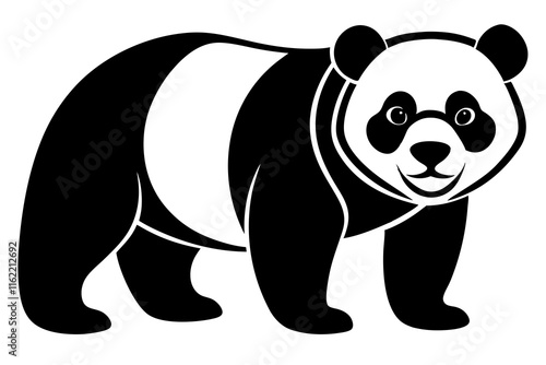 Panda black silhouette vector, Simple silhouette Design vector icon with white background. 