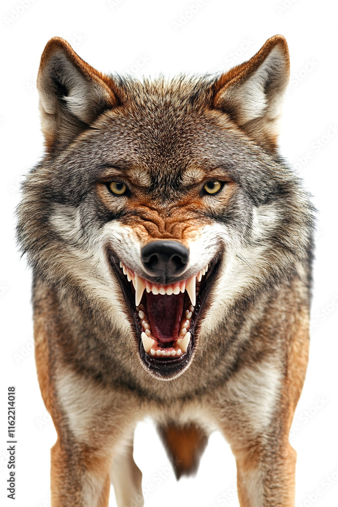 Fototapeta premium portrait of a gray wolf with teeth in its mouth 