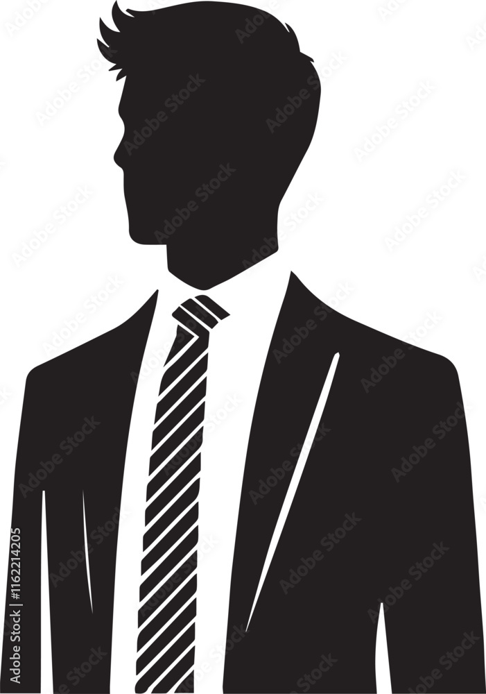 vector silhouette of young male boss standing vector silhouette of young male boss standing