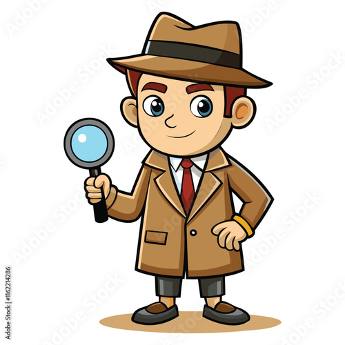 "Mysterious Detective Man Cartoon Vector Illustration"