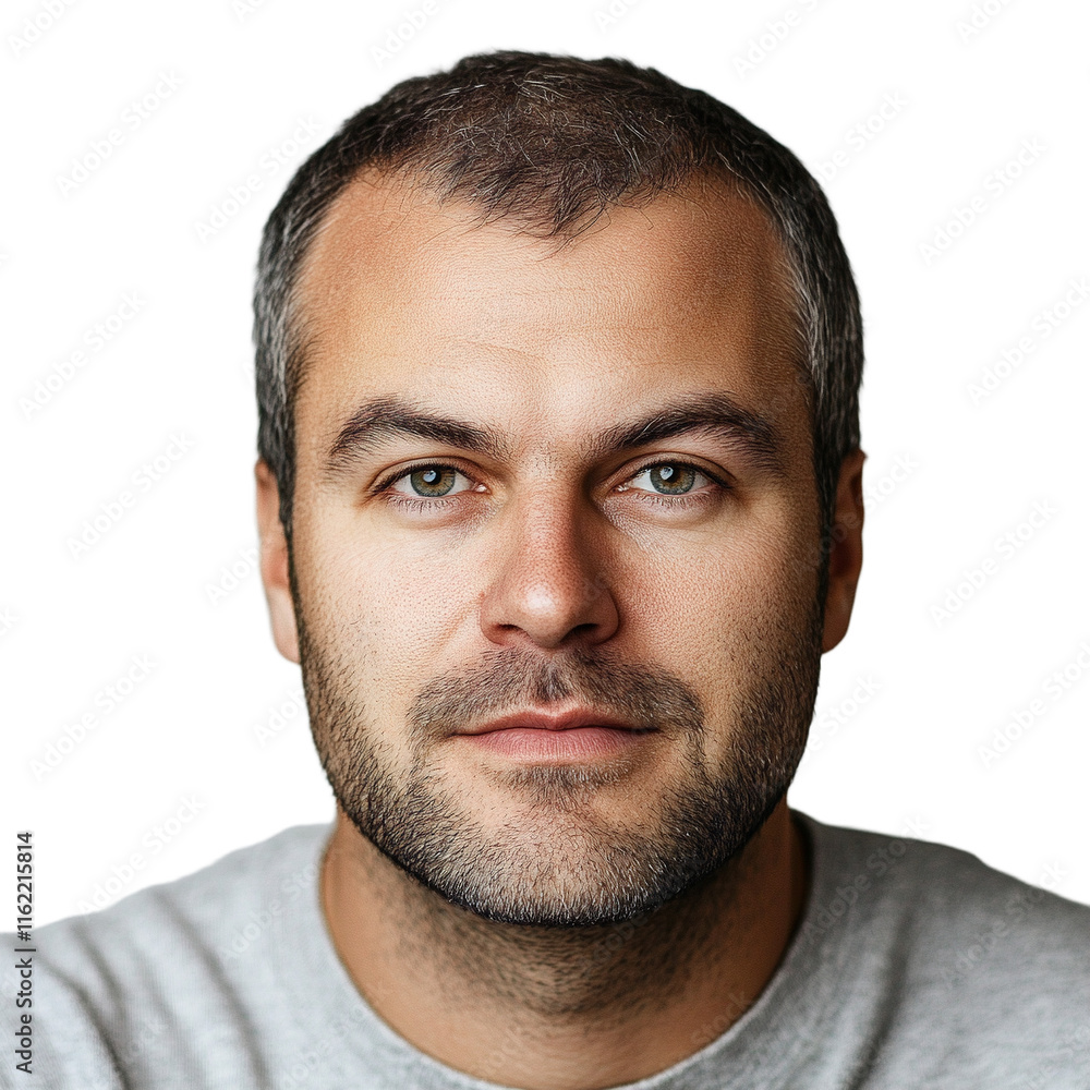 Obraz premium portrait of a man with blue eyes and facial hair looking at the camera 
