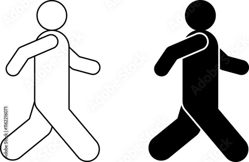 outline silhouette walking icon set