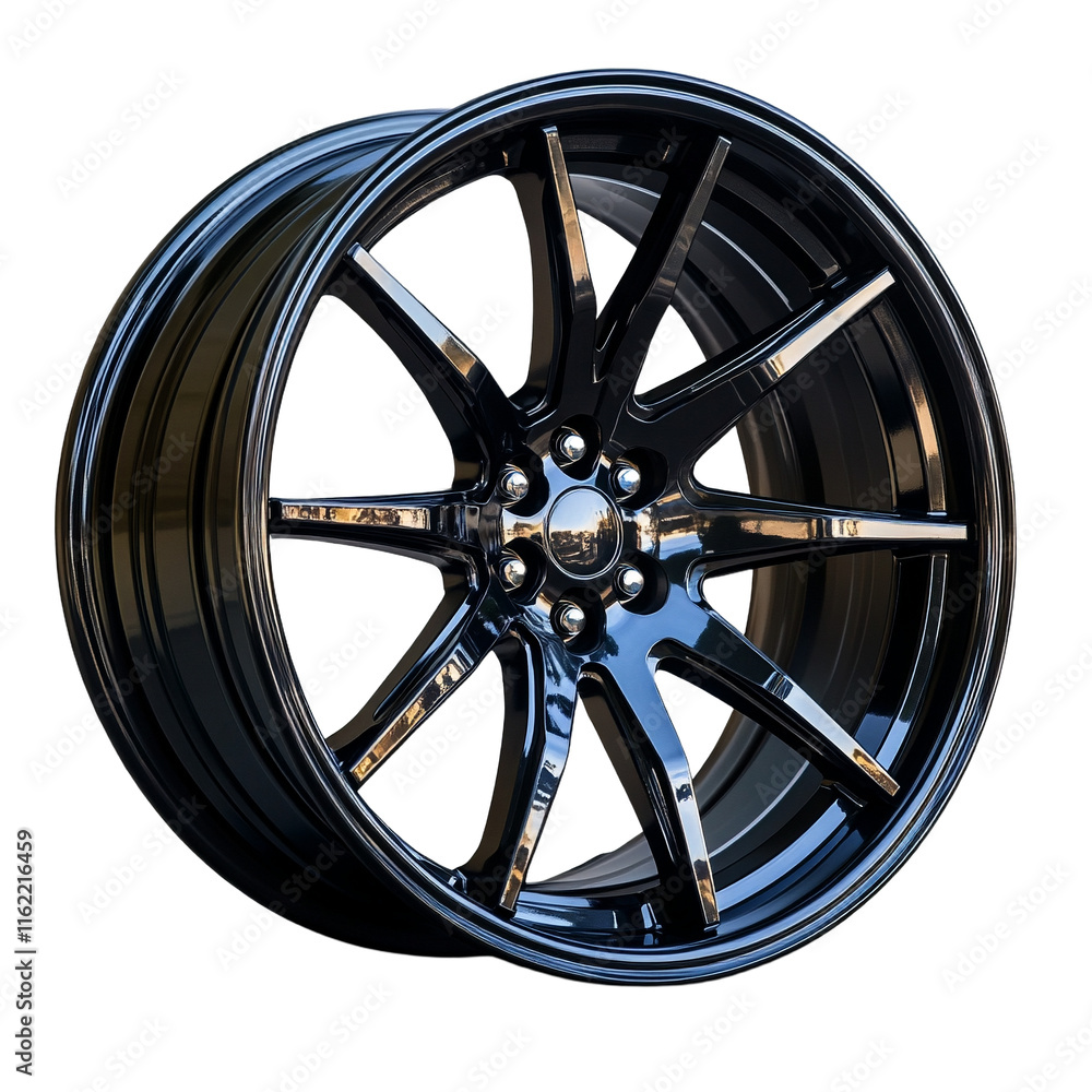 Obraz premium a black wheel with rims for a car on a transparent background 