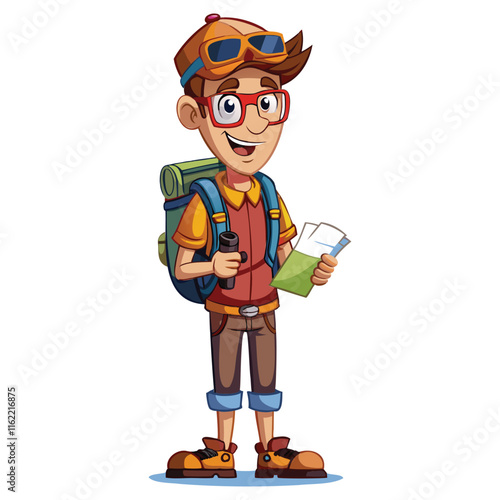 "Man Traveler Walking in Nature Vector Cartoon"
