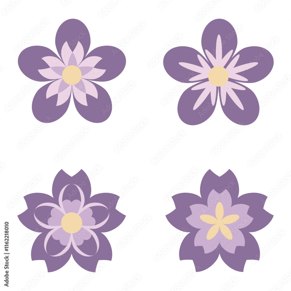 Fototapeta premium Collection Of Purple Flowers