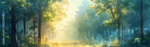 美しい風景を描いた横長の背景：コンセプトアート　 