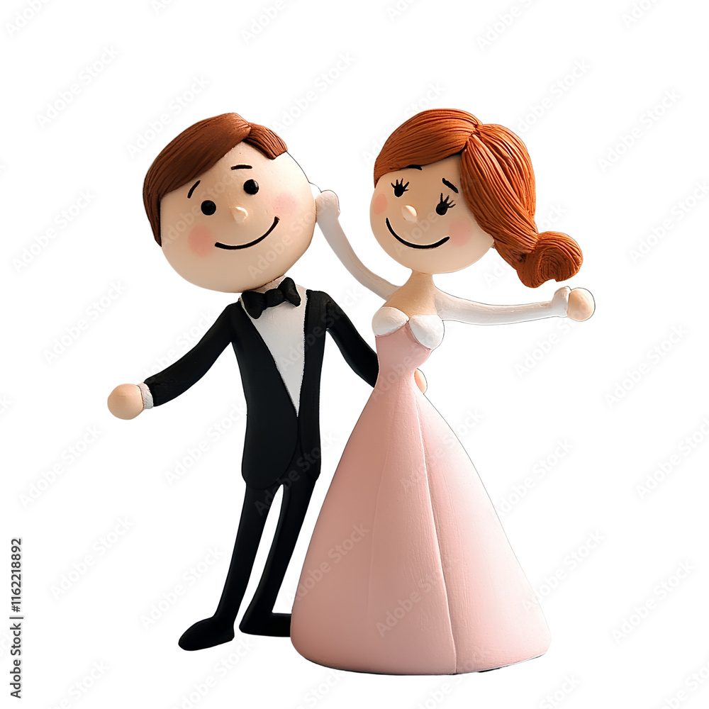 Charming 3D Cartoon Bride and Groom Figurine – Perfect for Weddings and Celebrations