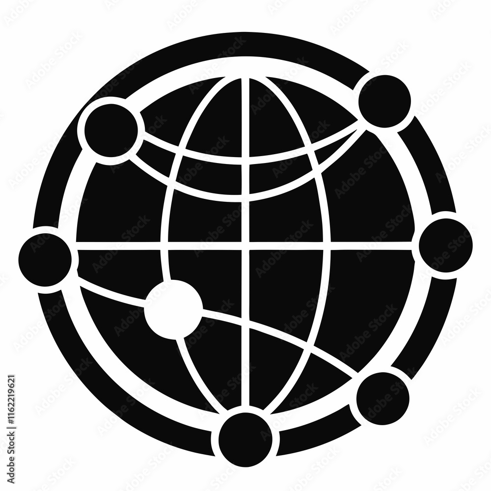 Globe Network Silhouette Vector Globe Network Silhouette Vector