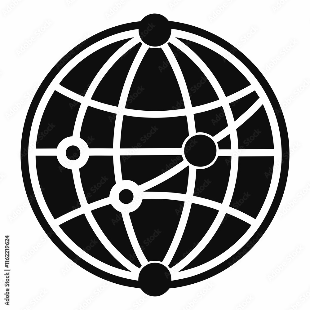Globe Network Silhouette Vector Globe Network Silhouette Vector