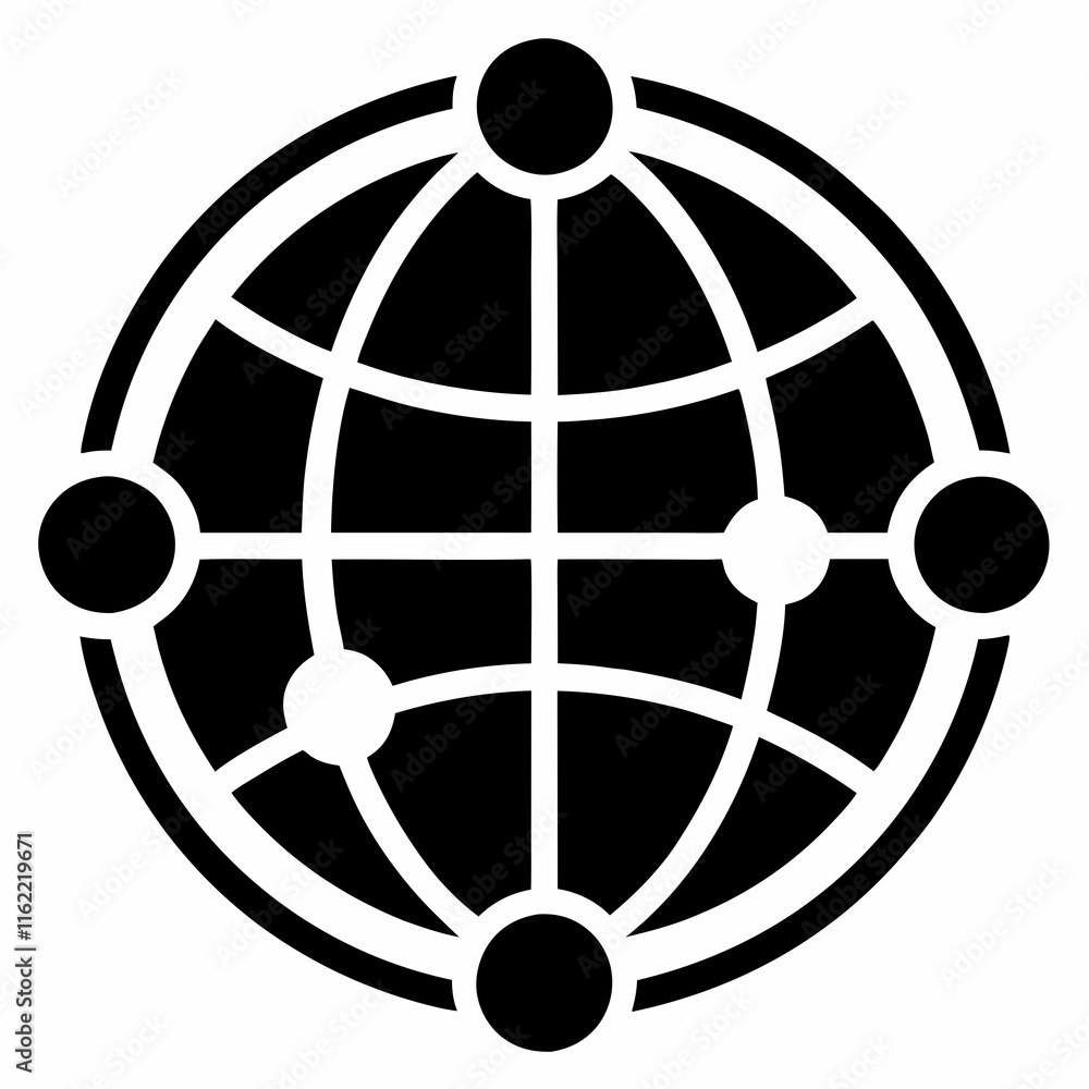 Globe Network Silhouette Vector Globe Network Silhouette Vector
