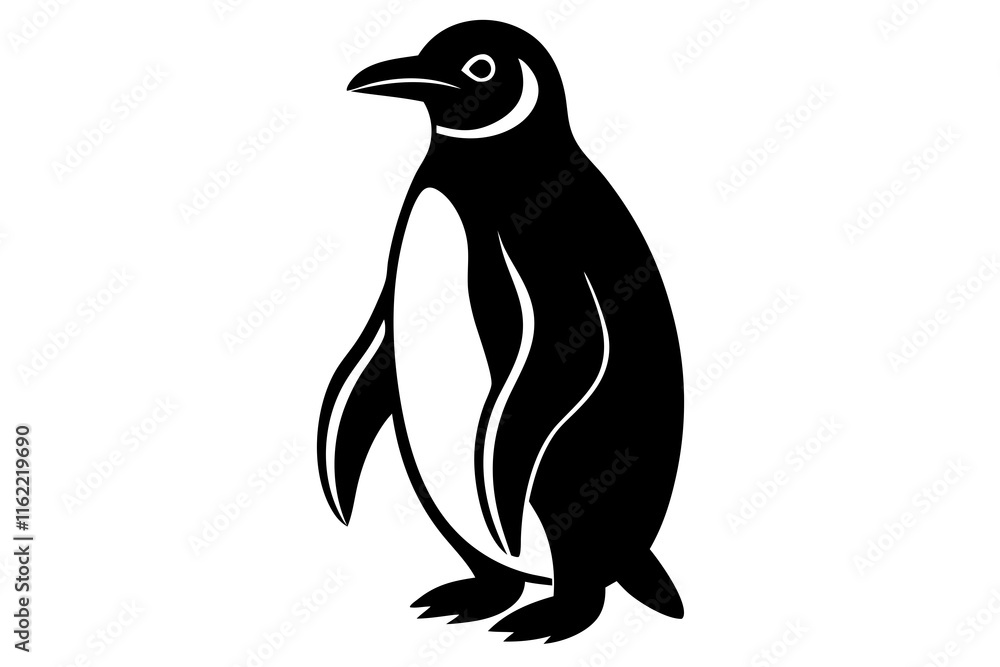 Fototapeta premium penguin black silhouette vector, Simple silhouette Design vector icon with white background.