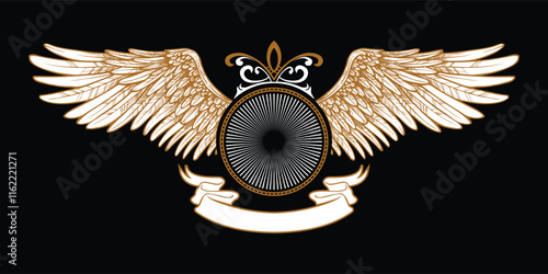 wings logo and circle ribbon