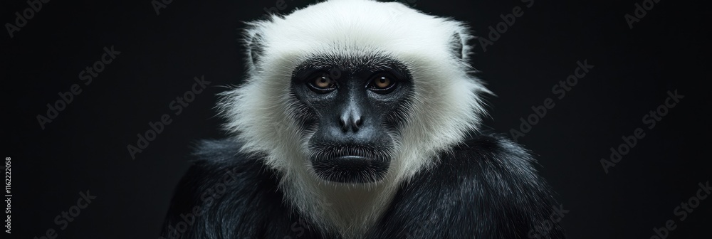 A captivating portrait of a black and white monkey A captivating portrait of a black and white monkey