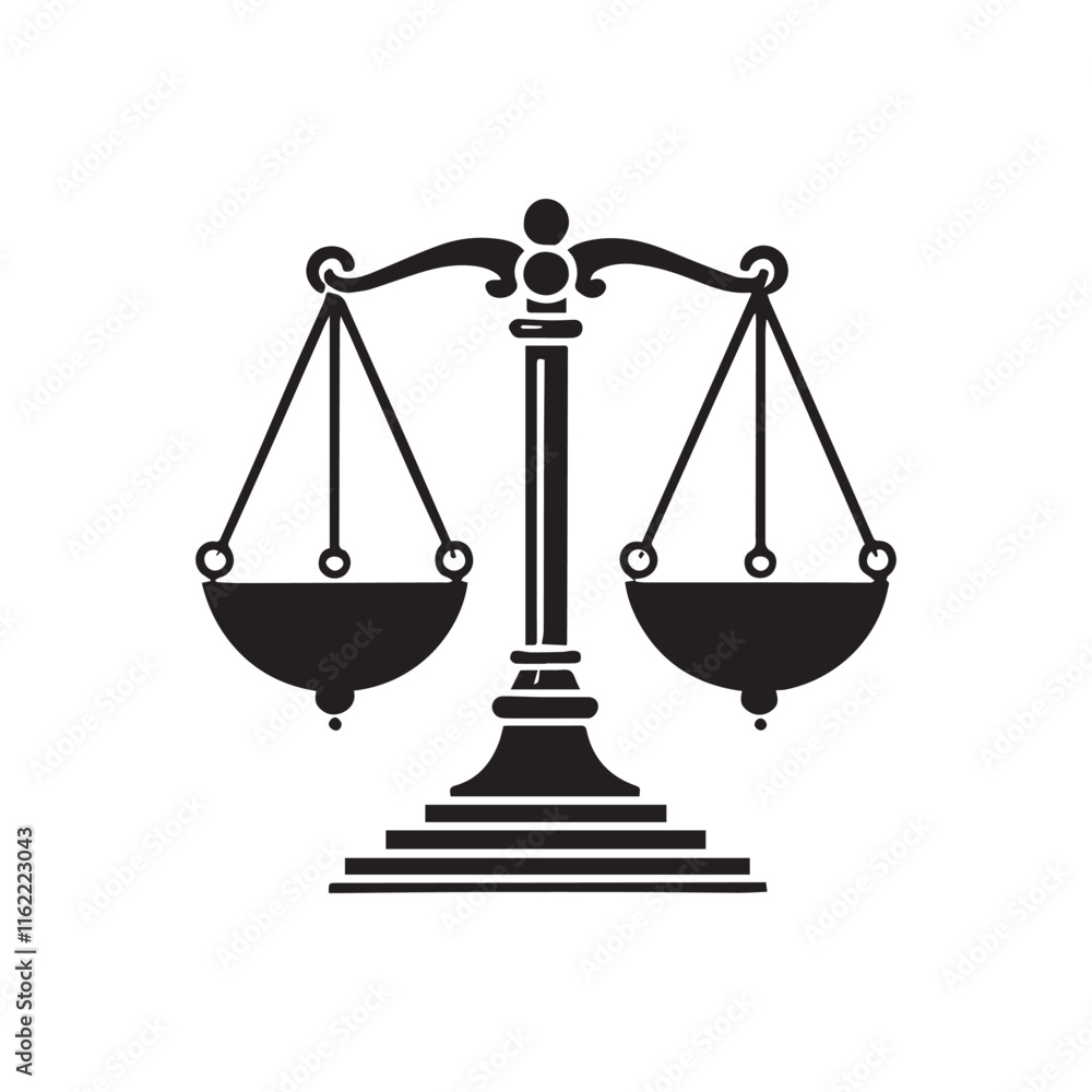 A weight balance scale silhouette black vector on white background. A weight balance scale silhouette black vector on white background.