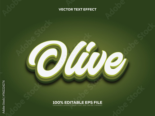 Editable 3D style Olive text effect.