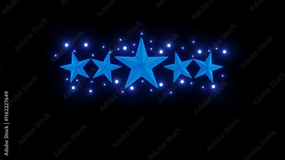 Best quality excellent customer service concept. five neon stars rating isolated on dark background. Best quality excellent customer service concept. five neon stars rating isolated on dark background.