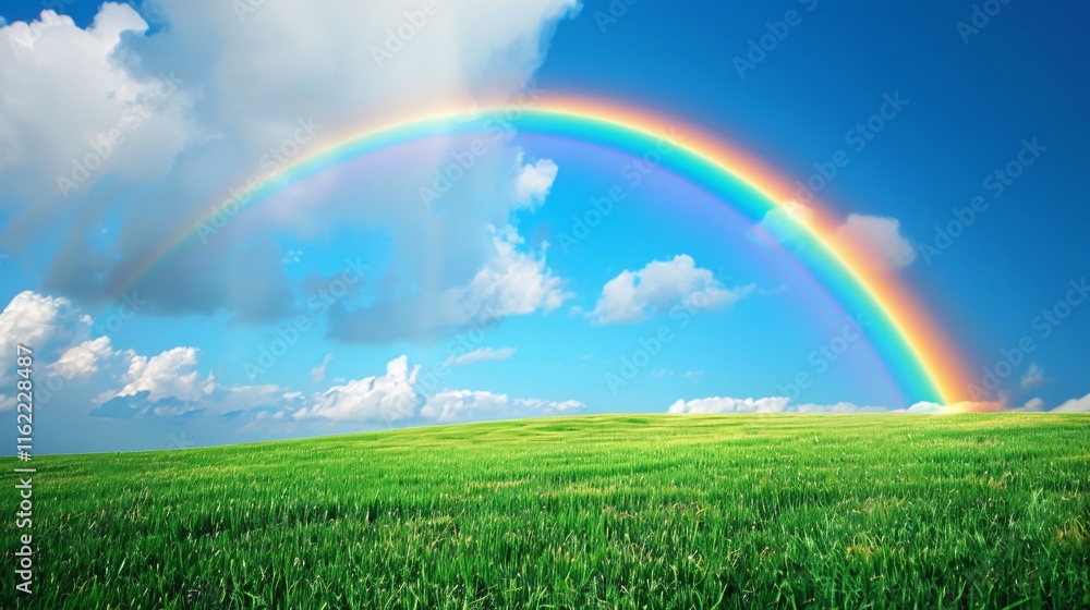 A Beautiful Rainbow Appearing After the Rain, Creating a Scenic View A Beautiful Rainbow Appearing After the Rain, Creating a Scenic View