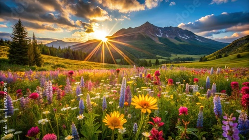 Long exposure captures Crested Butte's Gothic area, showcasing vibrant wildflowers in a scenic Colorado landscape.