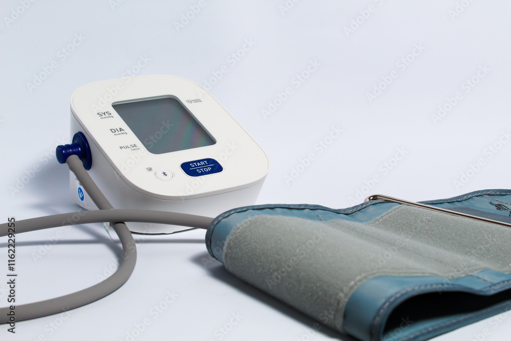 Blood pressure monitor on isolated white background Blood pressure monitor on isolated white background
