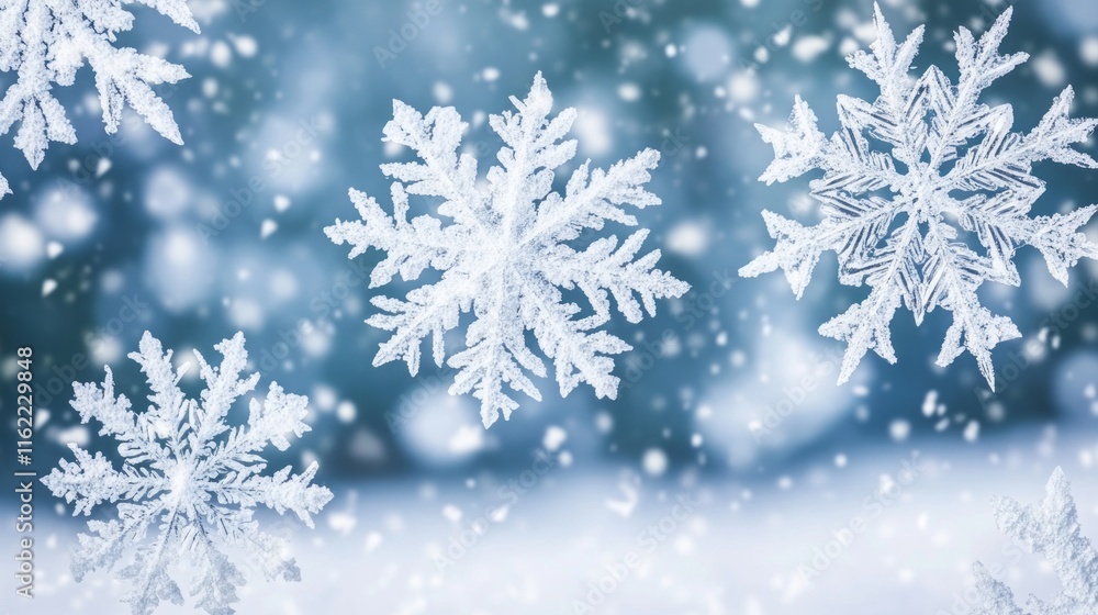 Winter Wonderland Intricate Snowflakes Falling Softly Winter Wonderland Intricate Snowflakes Falling Softly