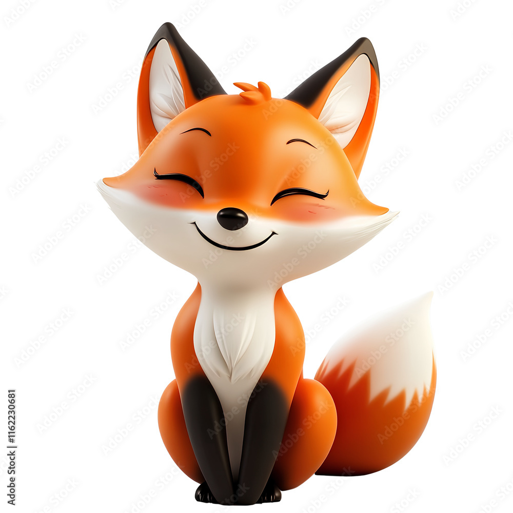 Obraz premium Adorable 3D Cartoon Fox Model – Perfect for Creative Projects