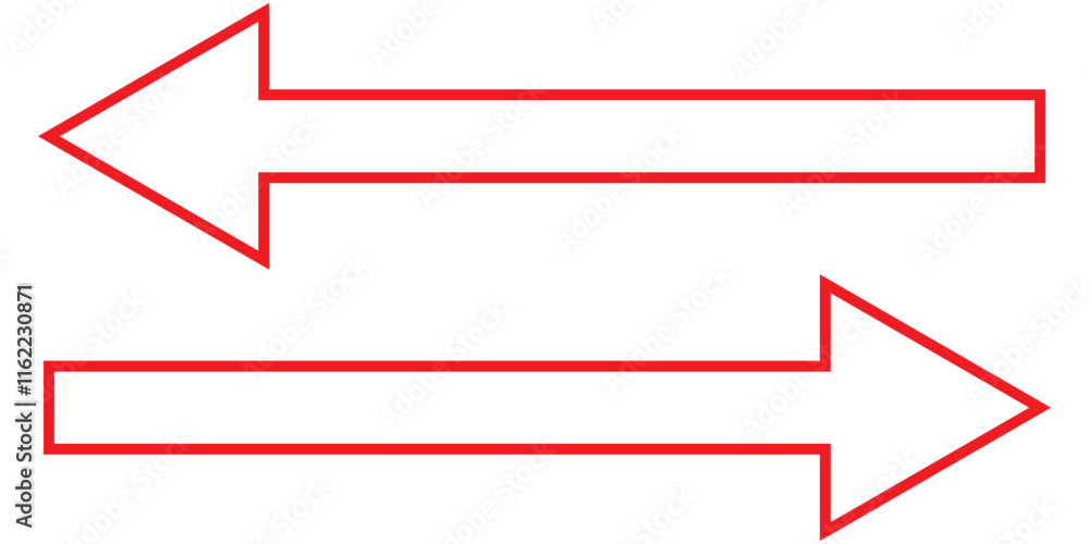 Long arrows icon set. Vector set of trendy long arrows left and right in flat style. Icons isolated. Straight long right vector arrow icon .Replaceable vector design . Long arrows icon set. Vector set of trendy long arrows left and right in flat style. Icons isolated. Straight long right vector arrow icon .Replaceable vector design .