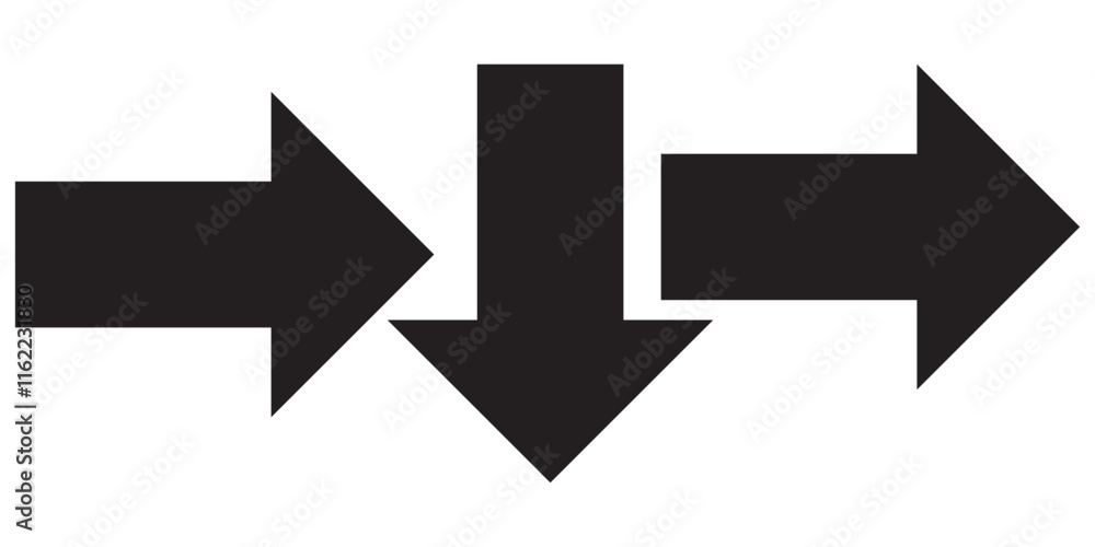 bold arrow icon vector isolated on white background. bold arrow icon vector isolated on white background.