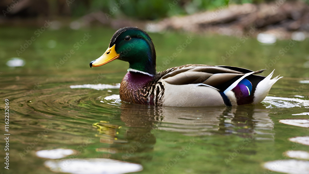 Obraz premium Close-up image of a duck in a serene pond