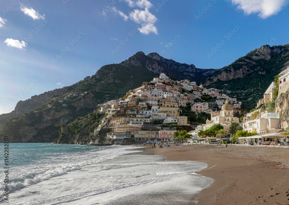 Positano village at Amalfi shoreline in Italy