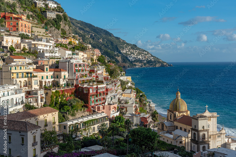 Positano village at Amalfi shoreline in Italy