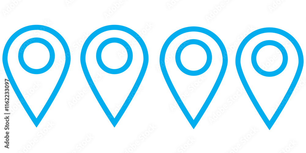 Location pin icon. Map pin place marker. Location icon. Map marker pointer icon set. GPS location symbol collection. Flat style - stock vector. Location pin icon. Map pin place marker. Location icon. Map marker pointer icon set. GPS location symbol collection. Flat style - stock vector.