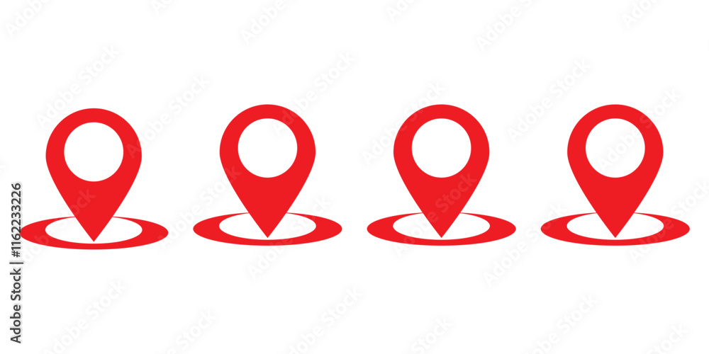 Fototapeta premium Location pin icon. Map pin place marker. Location icon. Map marker pointer icon set. GPS location symbol collection. Flat style - stock vector.