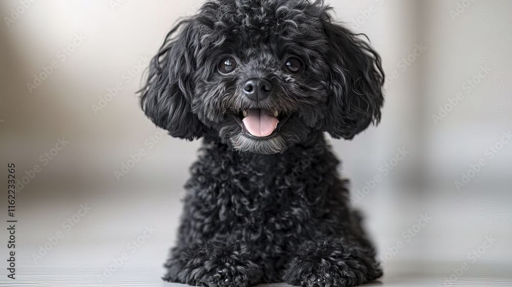 happy black poodle with big smile sitting confidently happy black poodle with big smile sitting confidently