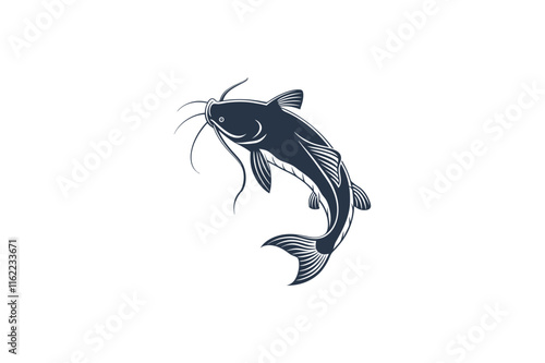 catfish silhouette vector illustration on white background