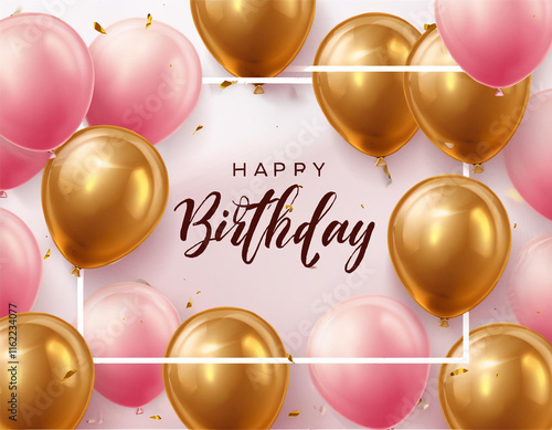 Happy birthday greeting vector background design. Birthday greeting text with colorful