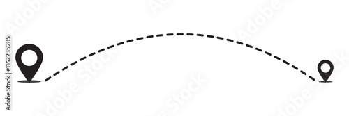 Location map path distance icon, one place to another location icon, pinpoint, map search, route, navigator icon isolated one white background, map pointer icon.