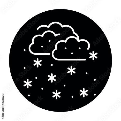 Snowy weather forecast color line icon. Vector illustration