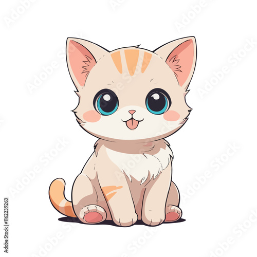 Cute Cartoon Cat Vector Art & Illustration