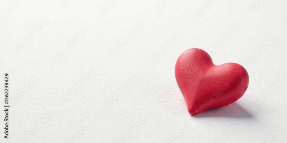 Obraz premium A Single Red Heart Shaped Object on a Plain White Background, Representing Love, Affection, and Romance