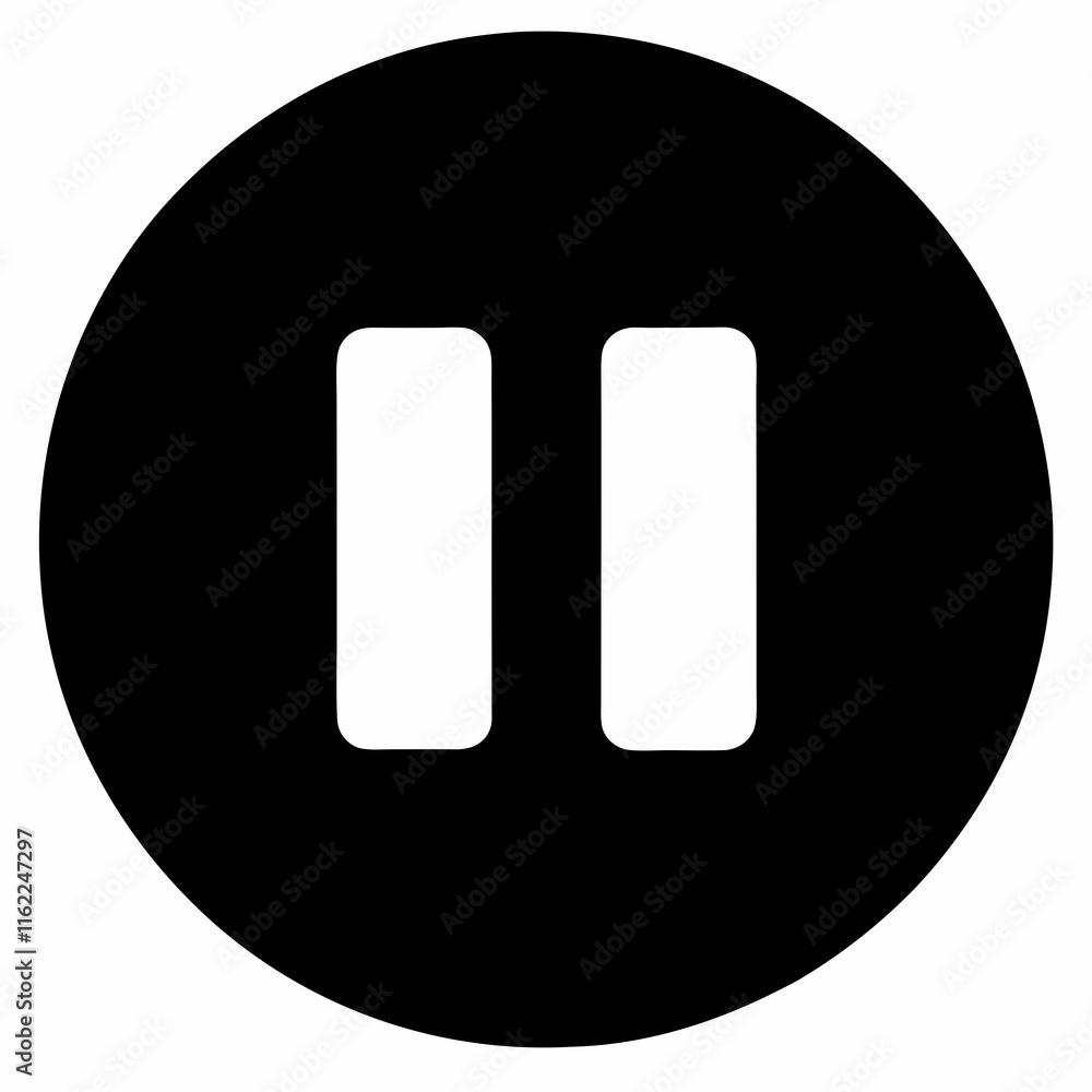 Pause Button Black Silhouette Vector Pause Button Black Silhouette Vector